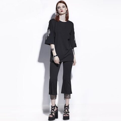 Long Alternative Hollow Out Tees For Ladies - The Black Ravens