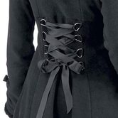 Long Vintage Black Fur Gothic Trench Coat - The Black Ravens