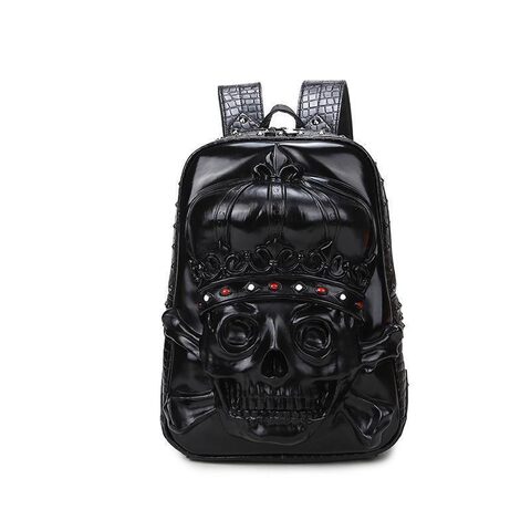 Male and Female Black 3D Gothic Skeleton Head Rucksack - The Black Ravens
