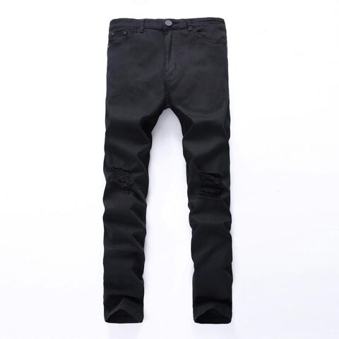 Mens Designer Black Ripped Skinny Jeans - The Black Ravens