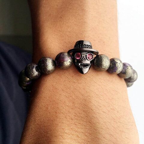 Men's Natural Metallic Bead Bracelet - The Black Ravens