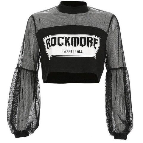 Mesh Sleeve Punk Crop Top - The Black Ravens