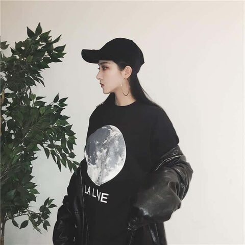 Mysterious Moon Print Ladies Loose Shirt - The Black Ravens