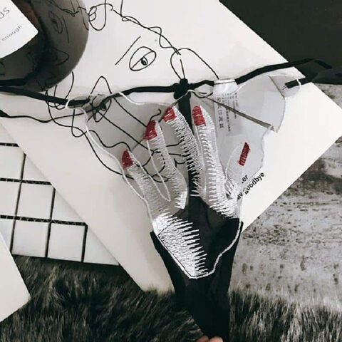 Naughty Hand On Crotch Thongs - The Black Ravens