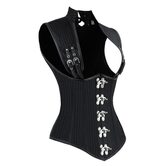 Open Bust Black Buckle Striped Corsets For Women - The Black Ravens