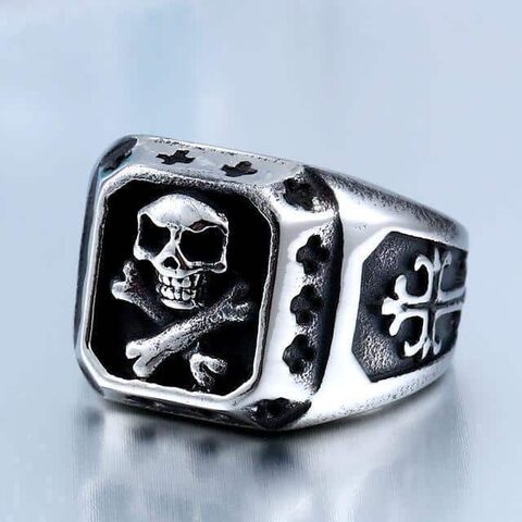 Pirate Golden Skulls and Bones Titanium Bands - The Black Ravens