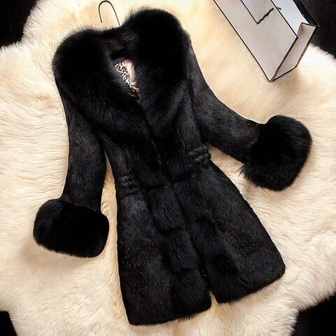 Plus Size Women's Vintage Faux Fur Winter Coat - The Black Ravens