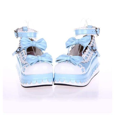 Princess Bow Wedge Lolita Heel Shoes - The Black Ravens