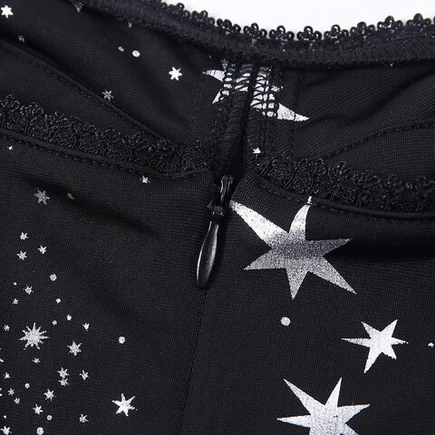 Sexy Star Moon Print Gothic Dress - The Black Ravens