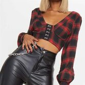 Long Sleeved Plaid T-Shirt - The Black Ravens
