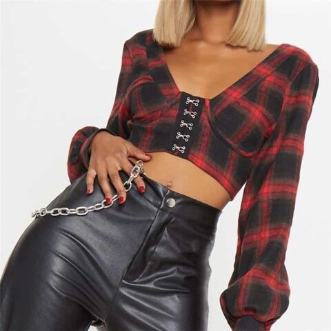 Long Sleeved Plaid T-Shirt - The Black Ravens