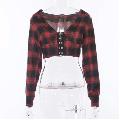 Long Sleeved Plaid T-Shirt - The Black Ravens