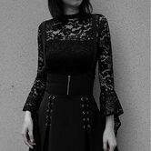 Unique Black Lace-up Zippered Pleated Skirt - The Black Ravens