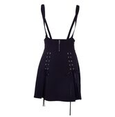 Unique Black Lace-up Zippered Pleated Skirt - The Black Ravens