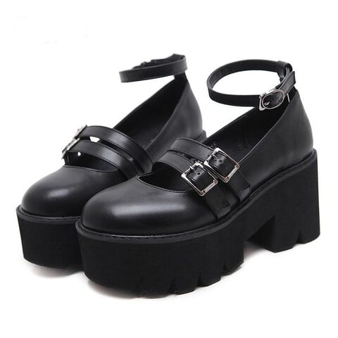 Black Chunky Gothic Sandals - The Black Ravens
