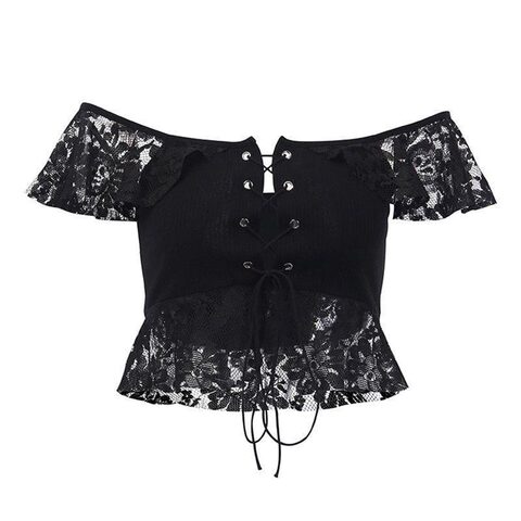 Embellished of the Shoulder Top - The Black Ravens