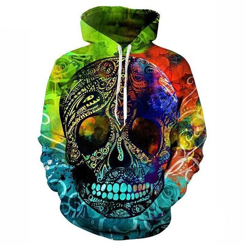 Psychedelic Sugar Skull Hoodie - The Black Ravens