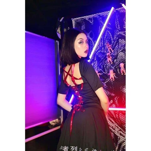 Punk Black Lace Up Ribbon Sexy Dress - The Black Ravens