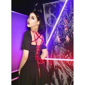 Punk Black Lace Up Ribbon Sexy Dress - The Black Ravens
