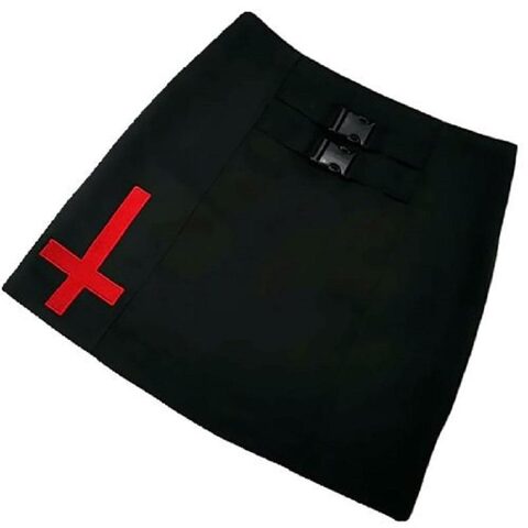 Punk Ladies Inverted Cross Mini Skirt - The Black Ravens