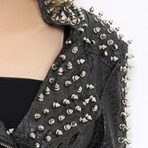 Punk Ladies Spiked Leather Motorcycle Jacket - The Black Ravens