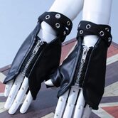 Punk Leather Zippered Unisex Hand Gloves - The Black Ravens