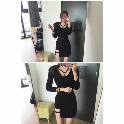 Punk Metal Buckle Full Sleeve Top - The Black Ravens