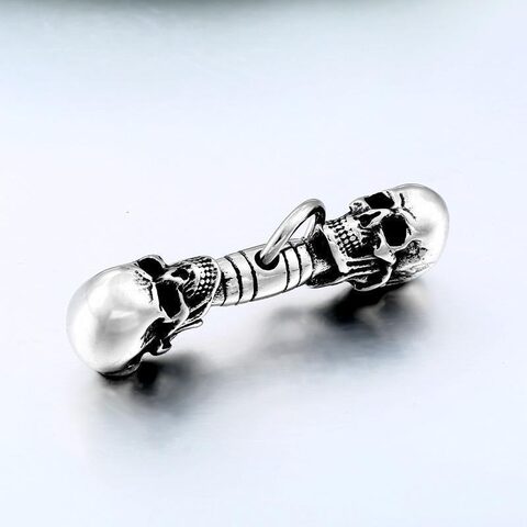 Punk Rock Double Vintage Skull Head Pendant - The Black Ravens