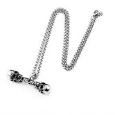 Punk Rock Double Vintage Skull Head Pendant - The Black Ravens