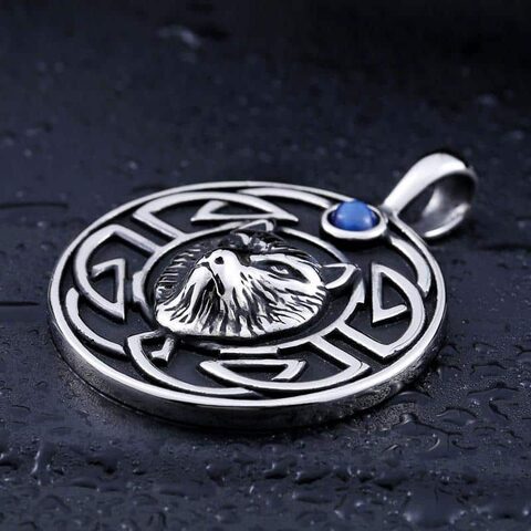 Punk Silver Wolf Viking Pendant - The Black Ravens