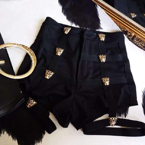Punk Women's Metal Leopard Shorts - The Black Ravens