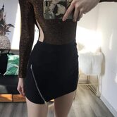 Punk Zippered Slit Mini Skirt - The Black Ravens