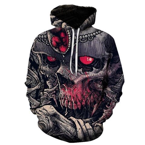 Red Eye Full Body Skull Hooded Jumper - The Black Ravens