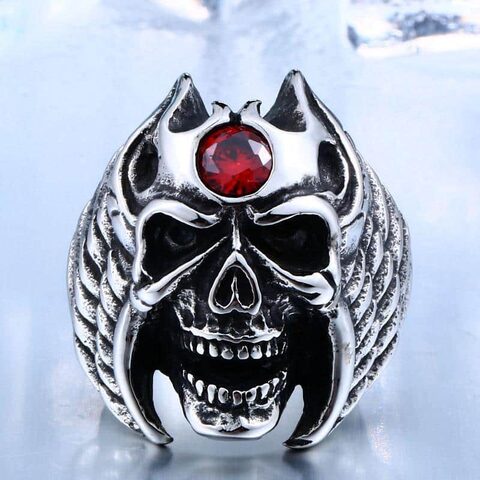 Red Third Eye Skull Rings - The Black Ravens