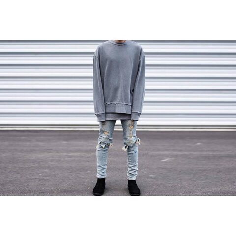 Ripped Denim Light Blue Skinny Jeans For Men - The Black Ravens