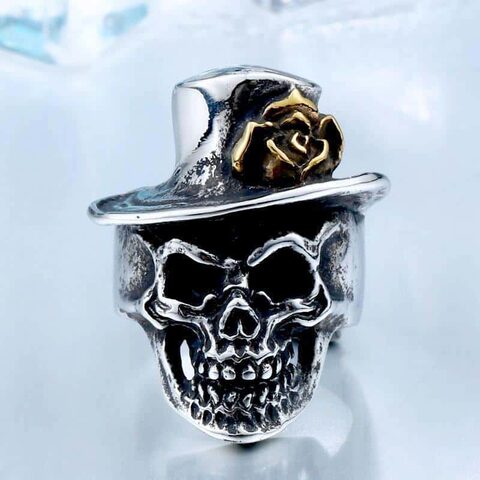 Rose Hat Silver Skeleton Head Band - The Black Ravens