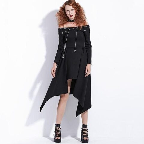 Sexy Asymmetrical Punk Dress - The Black Ravens