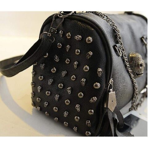 Sexy Faux Leather Skeleton Face Studded Bags - The Black Ravens