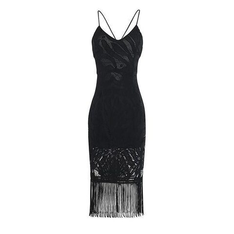 Sexy Gothic Lace Tasseled Hem Dress - The Black Ravens