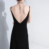 Sexy Gothic Metal Hook Slit Long Dress - The Black Ravens