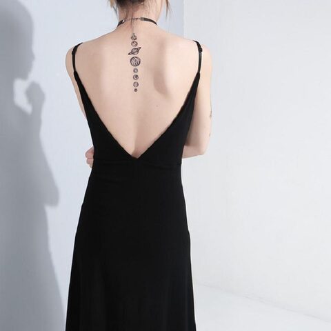 Sexy Gothic Metal Hook Slit Long Dress - The Black Ravens