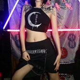 Sexy Gothic Moon Design Crop Top - The Black Ravens