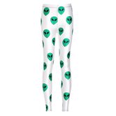 Sexy Green Alien Head Print Leggings - The Black Ravens