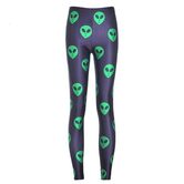 Sexy Green Alien Head Print Leggings - The Black Ravens