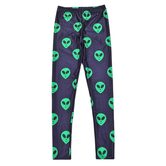 Sexy Green Alien Head Print Leggings - The Black Ravens