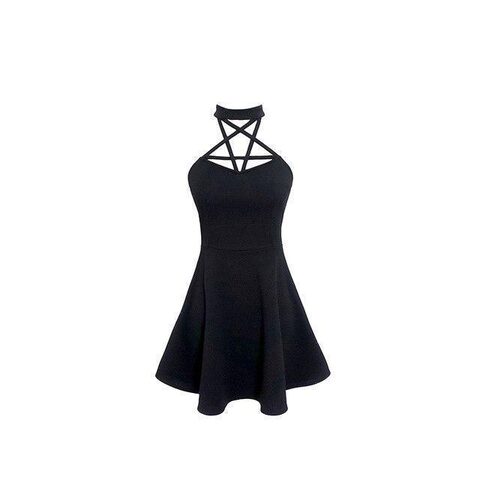 Sexy Halter Pentagram Punk Dress - The Black Ravens
