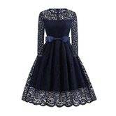 Sexy Lace Evening Blue Vintage Dress - The Black Ravens