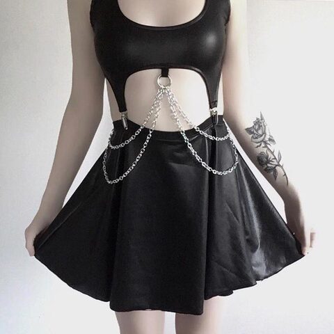 Sexy Leather Top Skirt Set - The Black Ravens