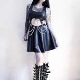 Sexy Leather Top Skirt Set - The Black Ravens