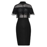 Sexy Midi Lace Bodycon Mesh Dress - The Black Ravens
